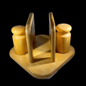 Vintage Dolphin Genuine Beechwood Napkin Holder Salt & Pepper Shakers Thailand